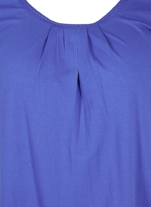 Bomullsklänning med rund hals och korta ärmar, Dazzling Blue, Packshot image number 2