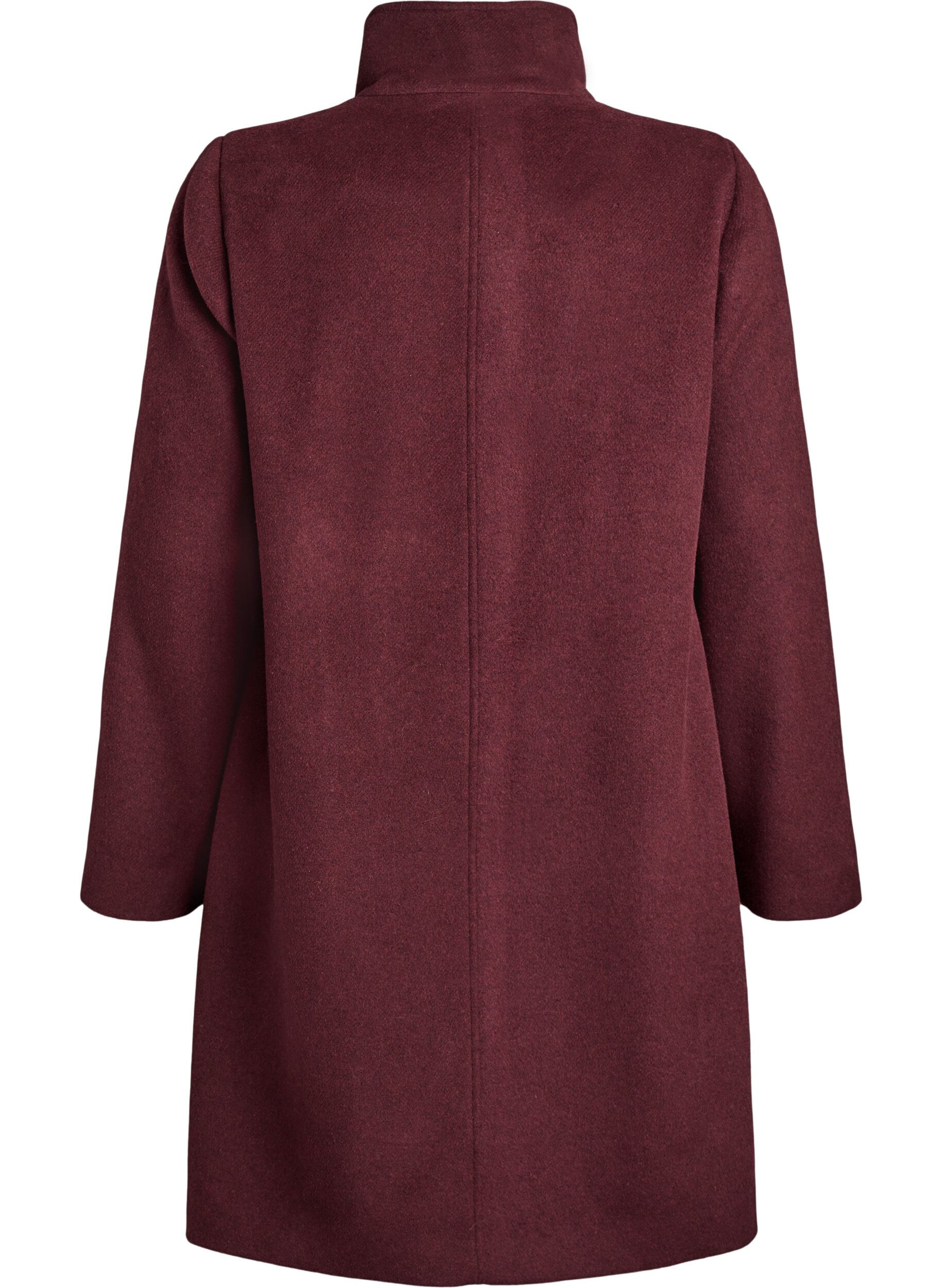 Zizzi Kappa i ull med st&aring;krage, R&ouml;d, Packshot image number 1