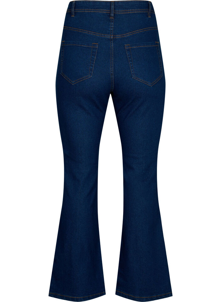 H&ouml;gmidjade jeans med bootcut, Bl&aring;, Packshot image number 1