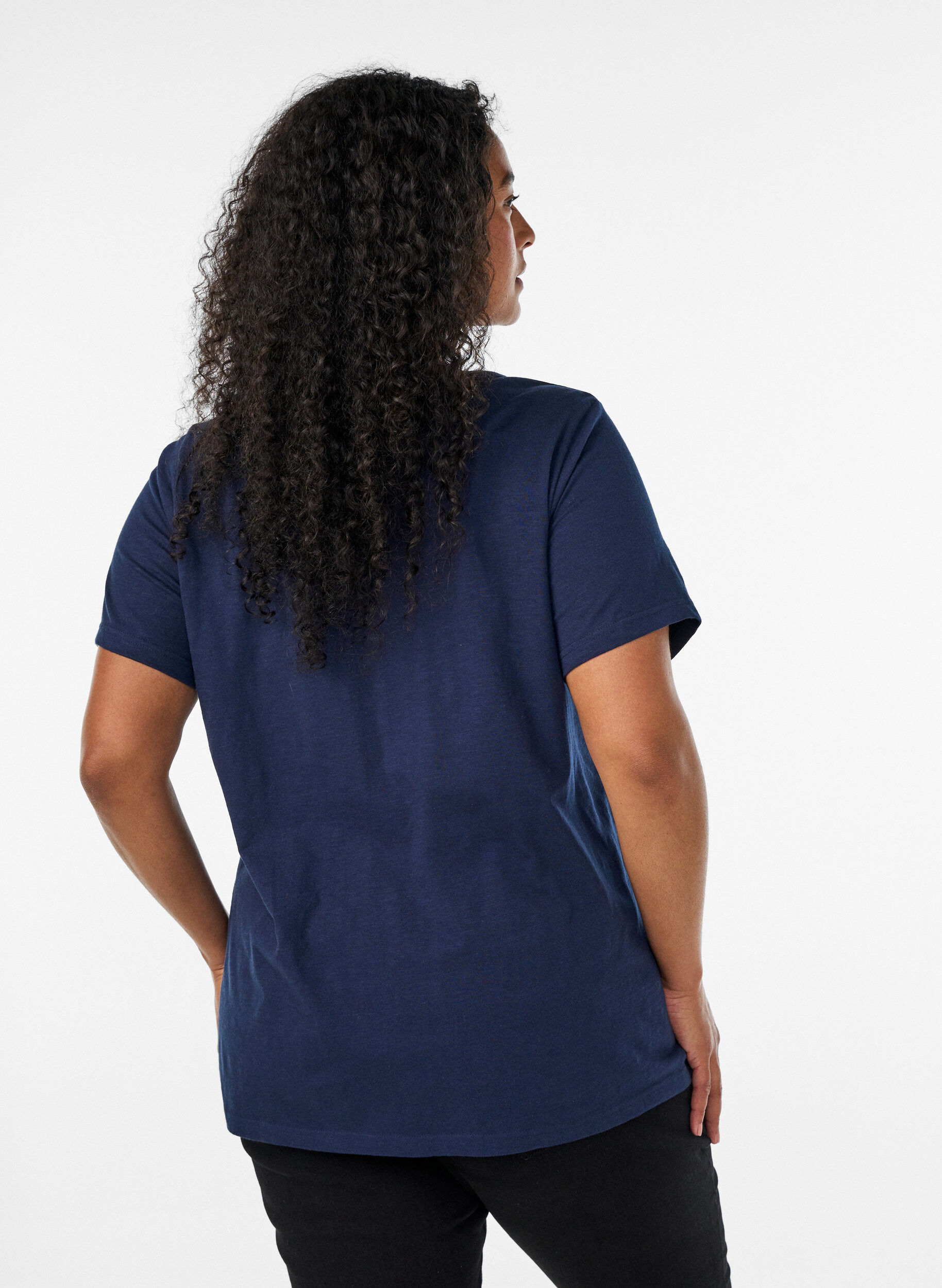 ZizziT-shirt med knappdetalj, Bl&aring;, Model image number 2