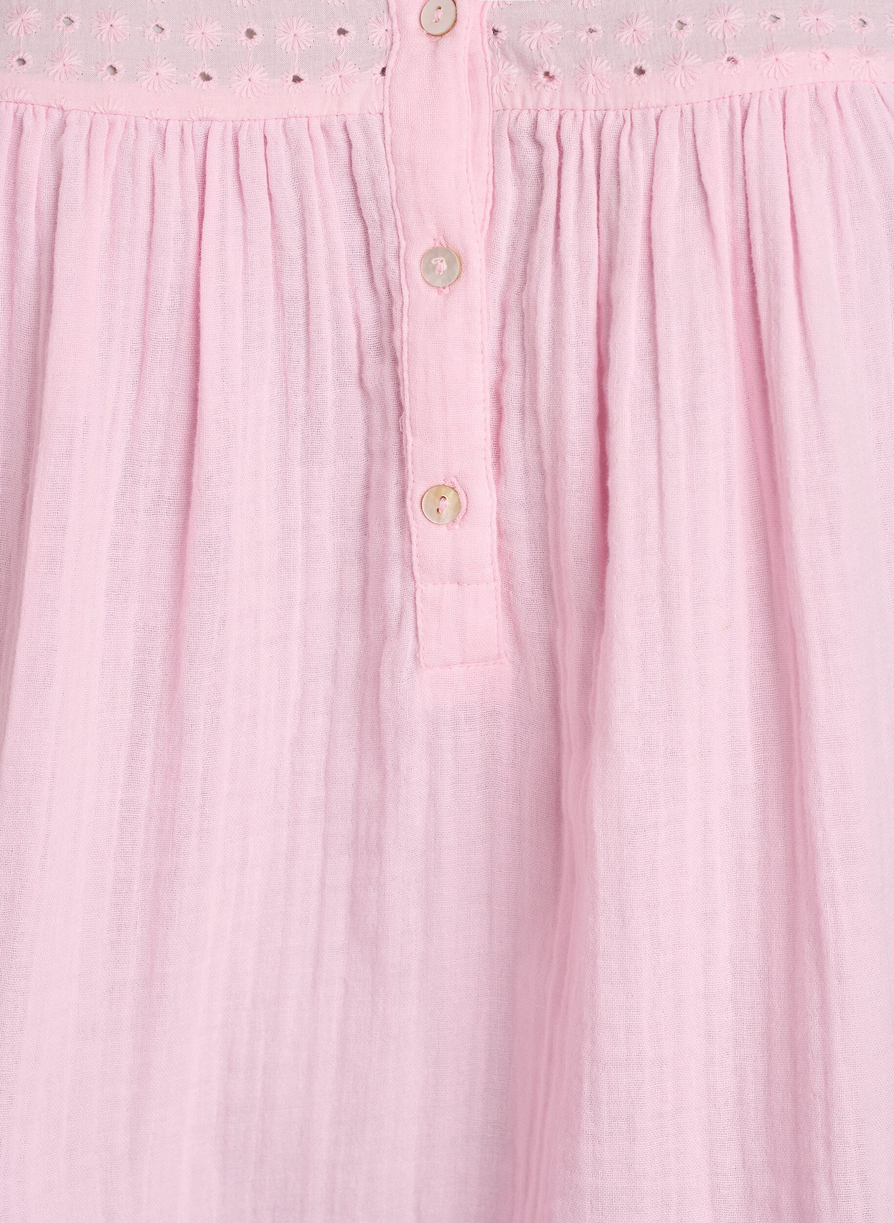 ZizziBlus i bomullsmuslin med broderie anglaise, Rosa, Packshot image number 2