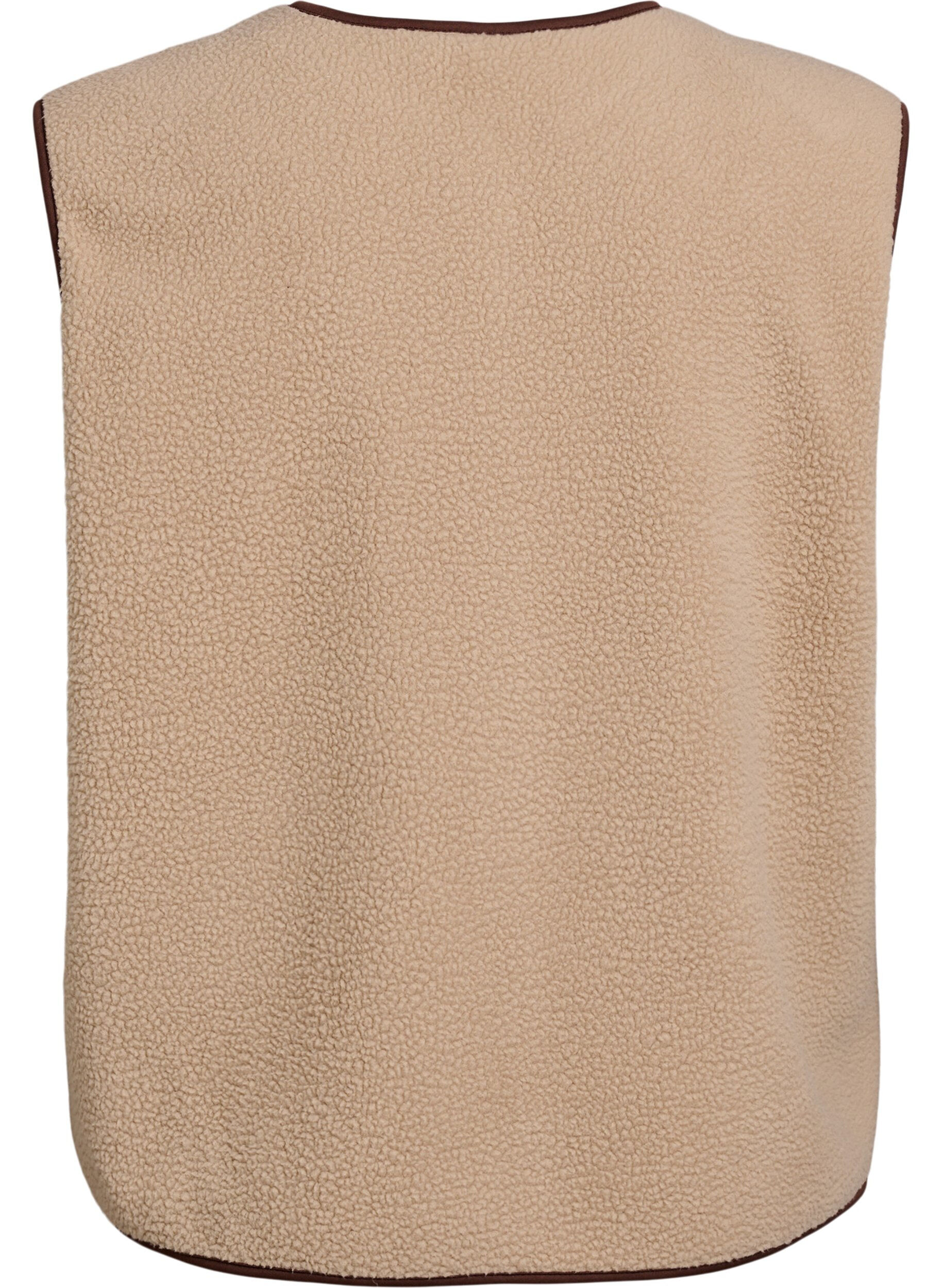 ZizziV&auml;st i teddyfleece med kontrastkanter, Beige, Packshot image number 1