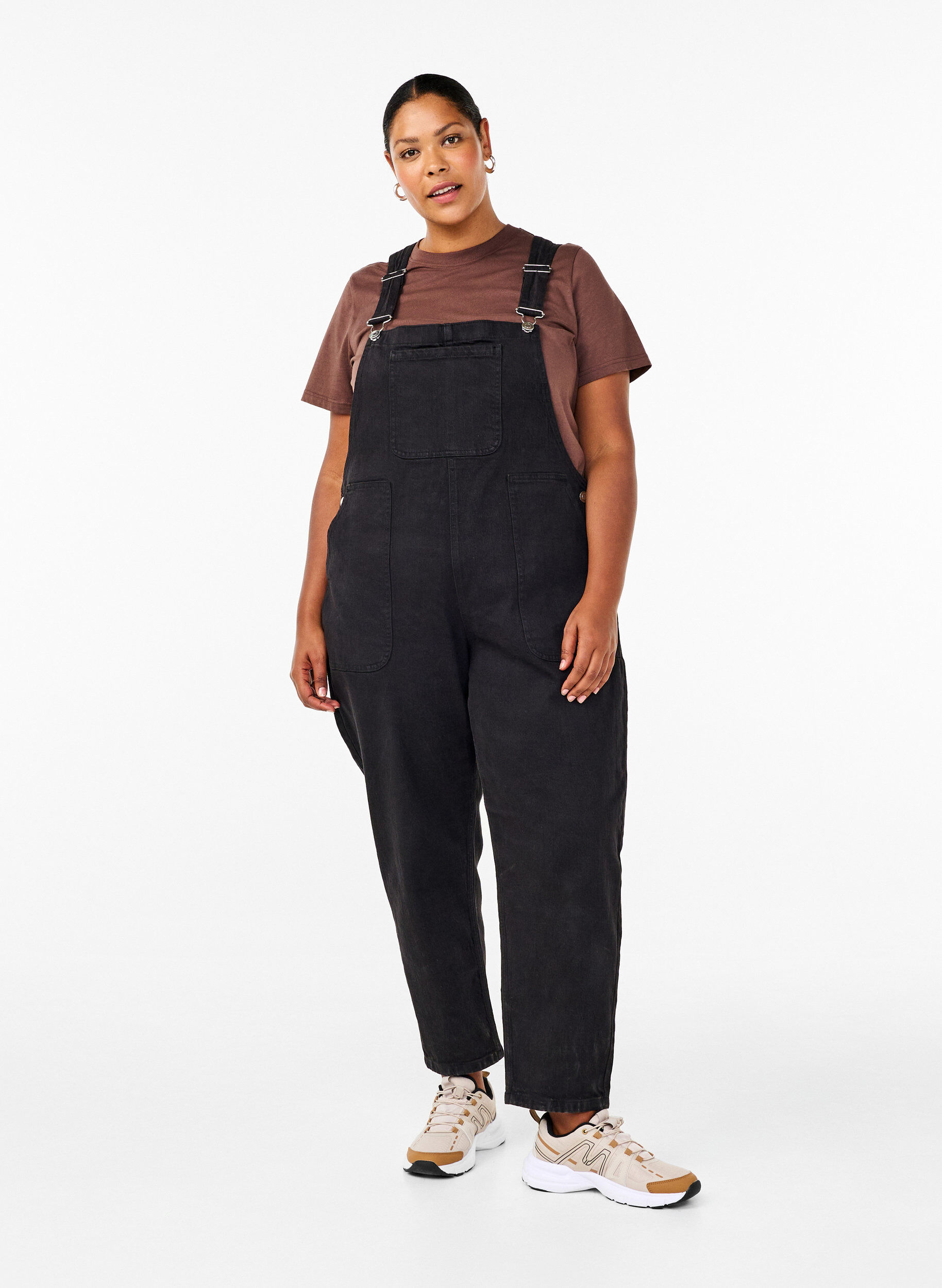 Zizzi Denim overaller, Black, Model image number 0