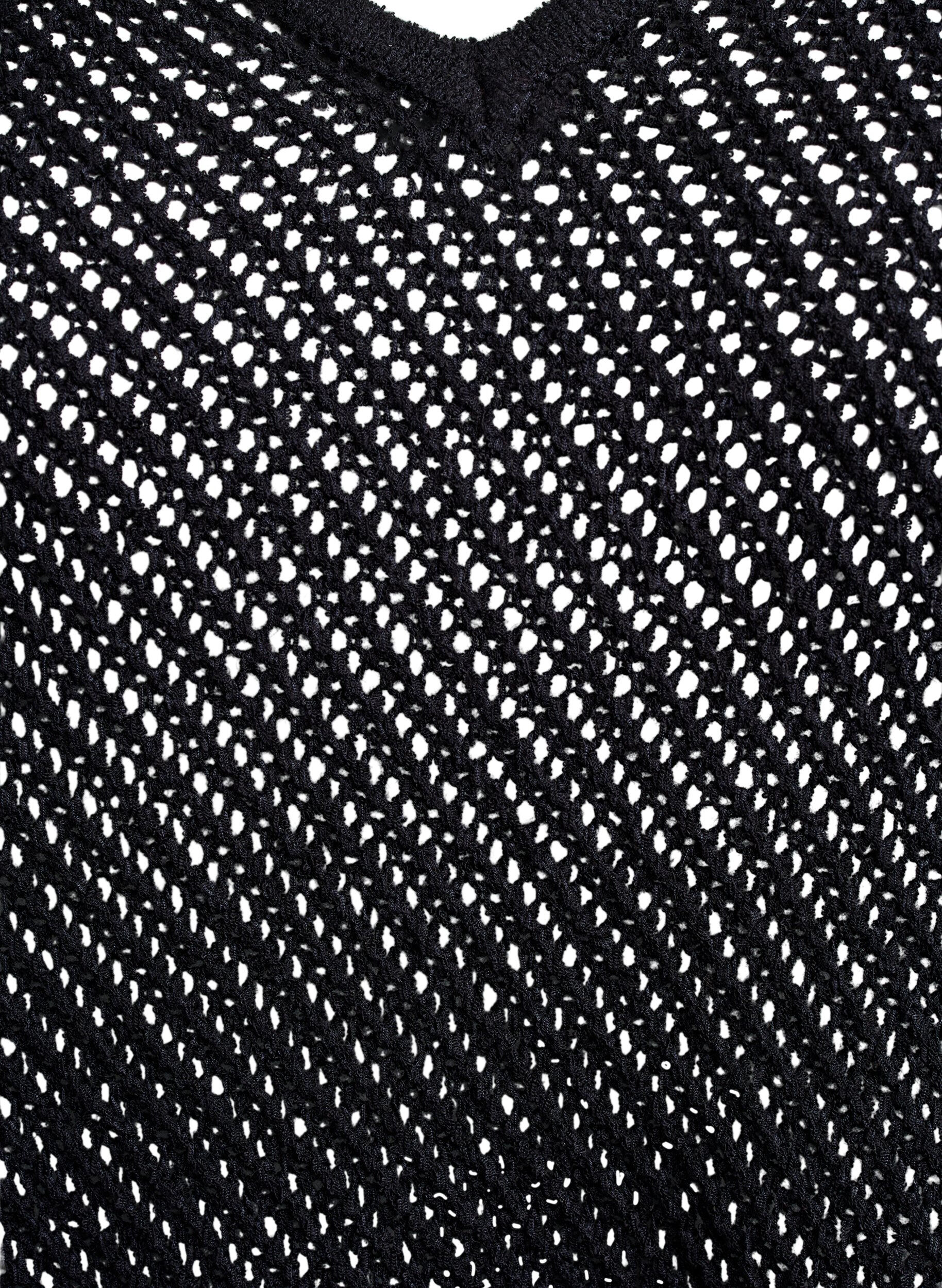 Zizzi FLASH - &Auml;rml&ouml;s stickad topp med v-ringning, Svart, Packshot image number 2