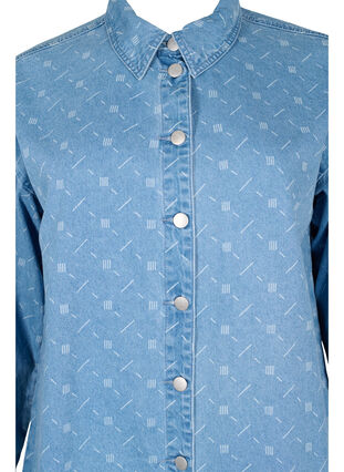 Jeansskjorta med tryck, Light blue denim, Packshot image number 2