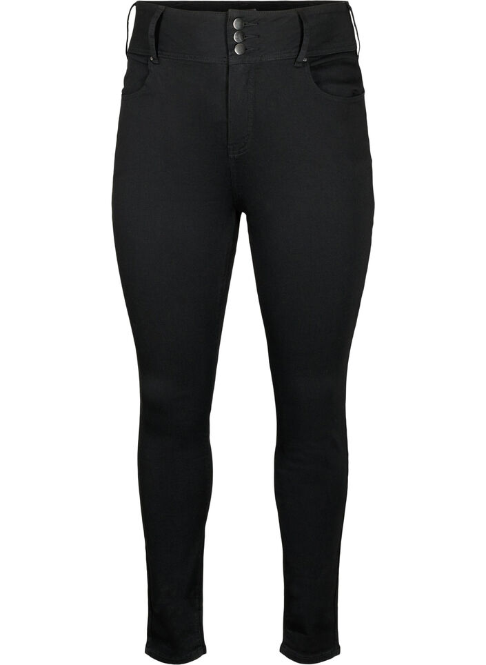 Superslimmade Bea-jeans med extra hög midja, Black, Packshot image number 0