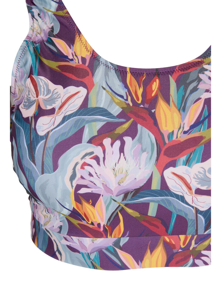 Mönstrad bikinitop med rund halsringning, Deep Tropical Print, Packshot image number 2