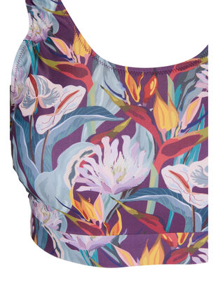 Mönstrad bikinitop med rund halsringning, Deep Tropical Print, Packshot image number 2