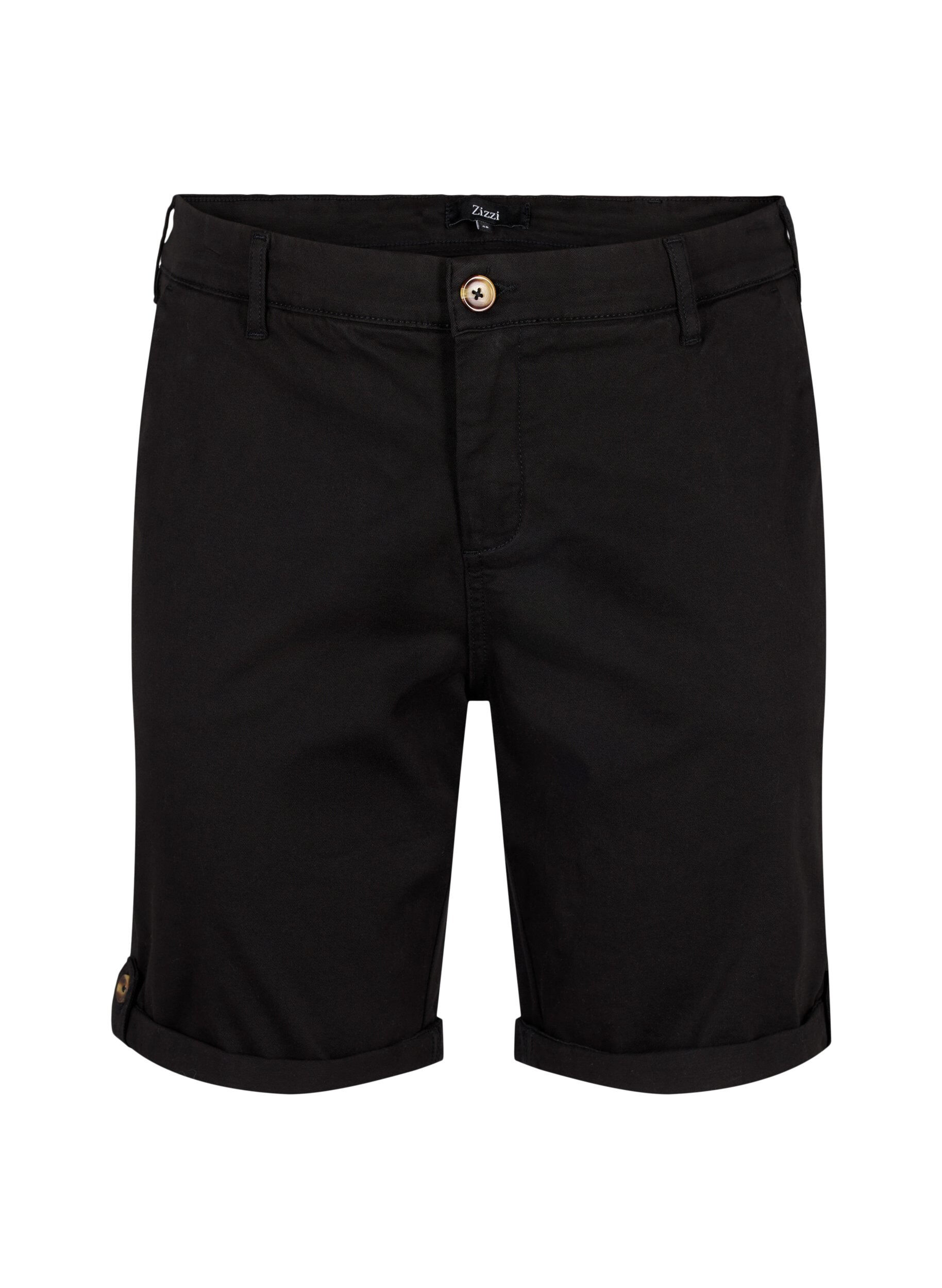 Zizzi Chinoshorts med fickor, Black, Packshot image number 0