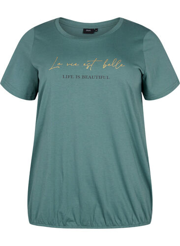 Kortärmad t-shirt i bomull med elastisk kant, Sea Pine W. Life, Packshot image number 0