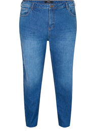 Croppade mom fit Mille jeans med lös passform, Blue denim