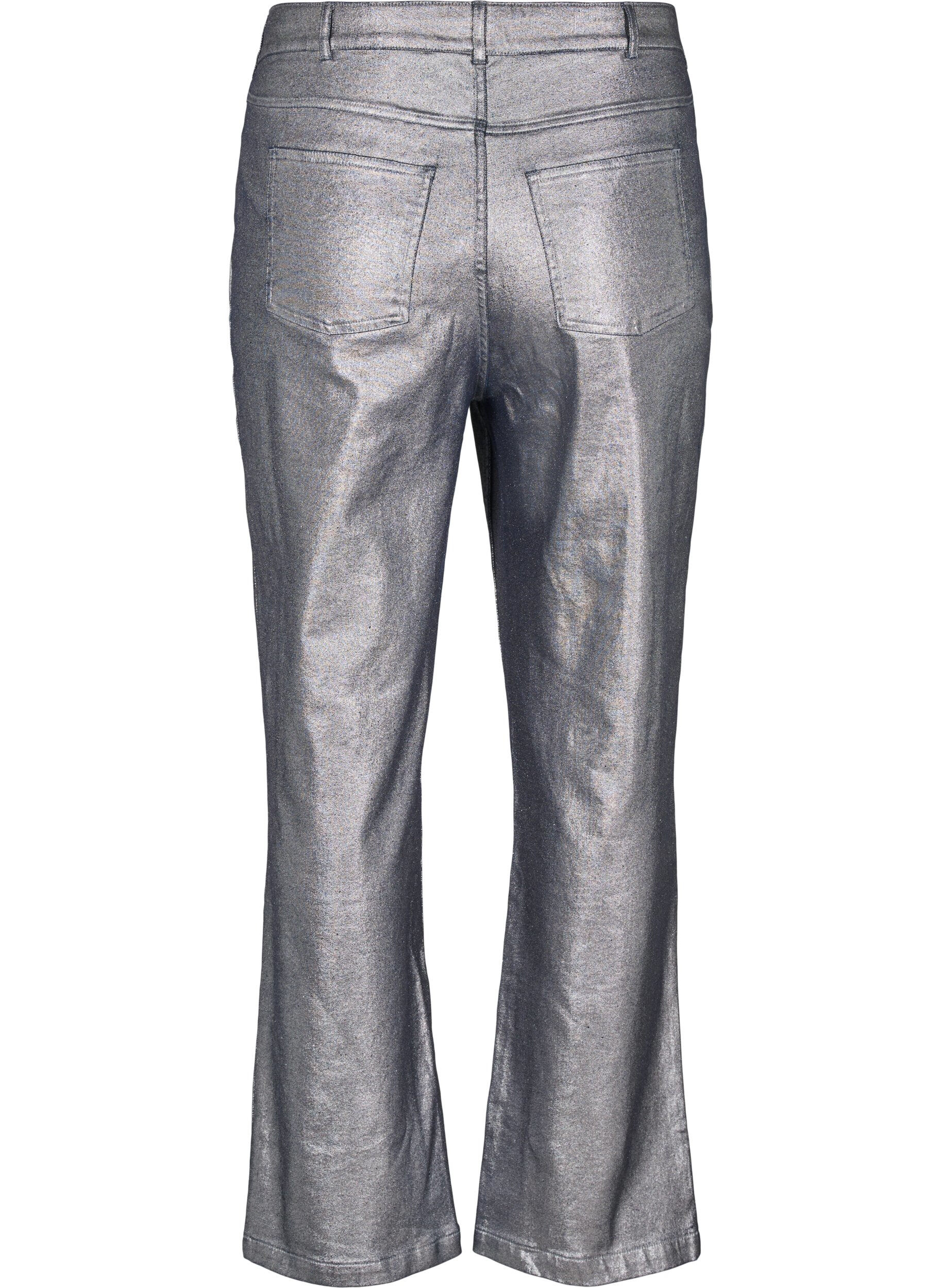 Zizzi Silverf&auml;rgade jeans med h&ouml;g midja, Gun Silver , Packshot image number 1
