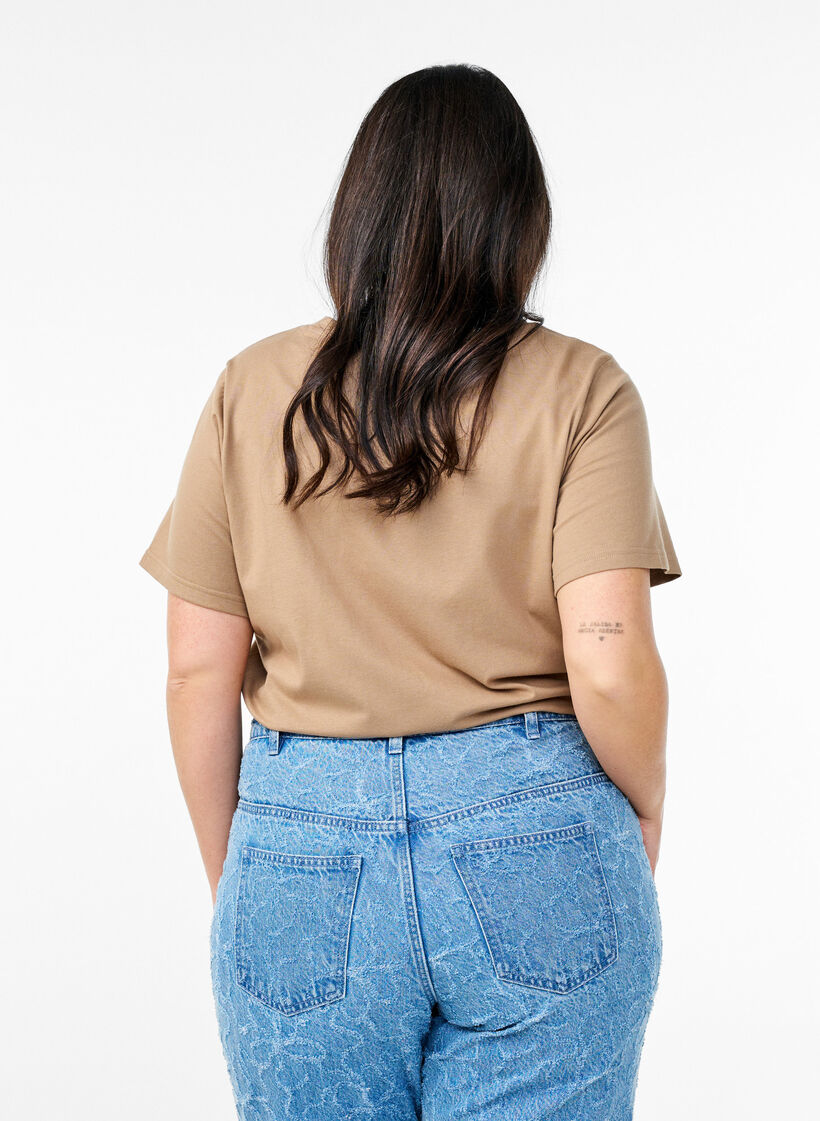 T-shirt med dekorativa detaljer, Beige, Model image number 2