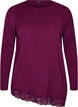 Blus i jersey med asymmetrisk spetskant, Lila, Packshot image number 0