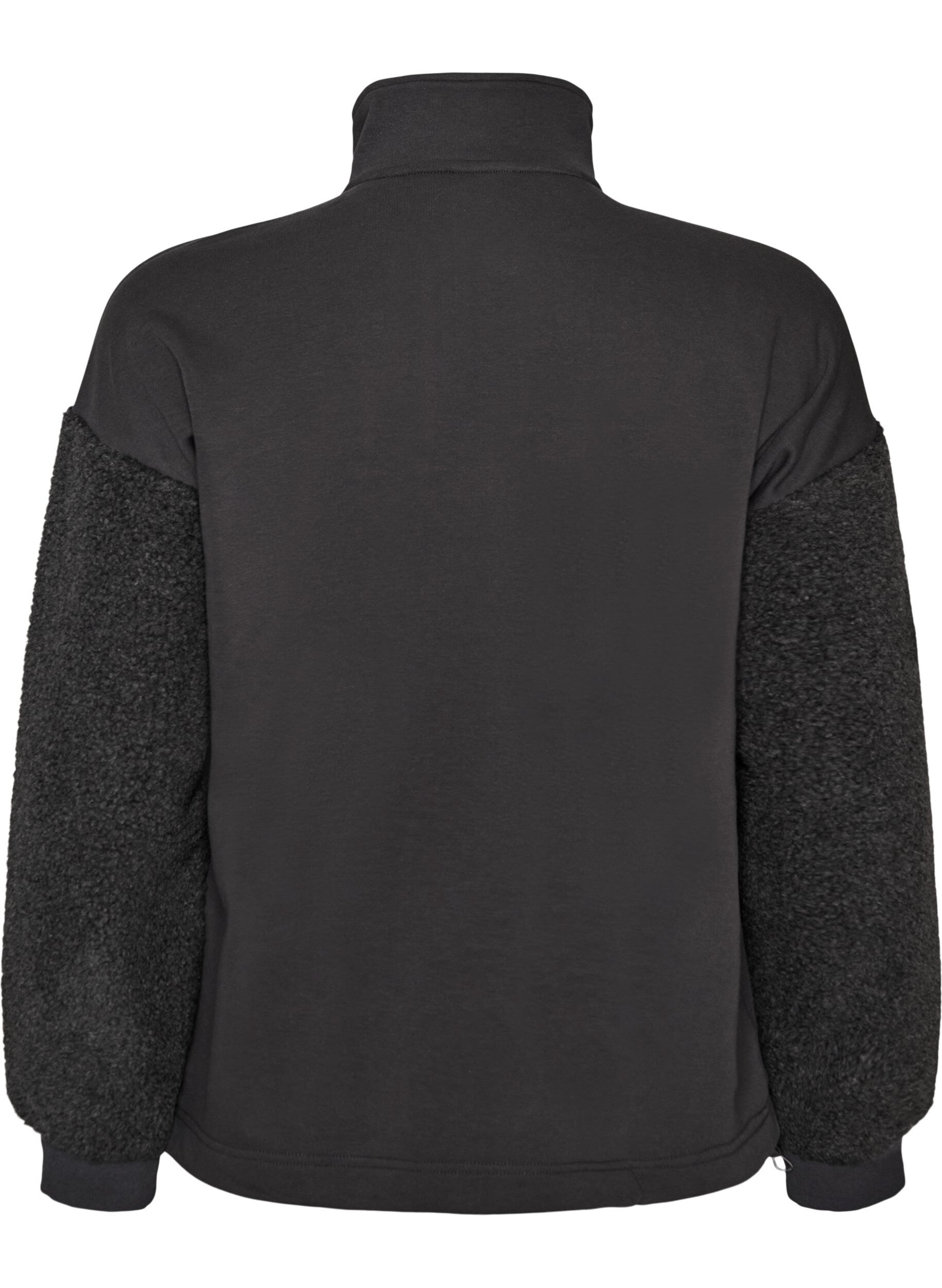 ZizziSweatshirt med teddy&auml;rmar och h&ouml;g hals, Gr&aring;, Packshot image number 1