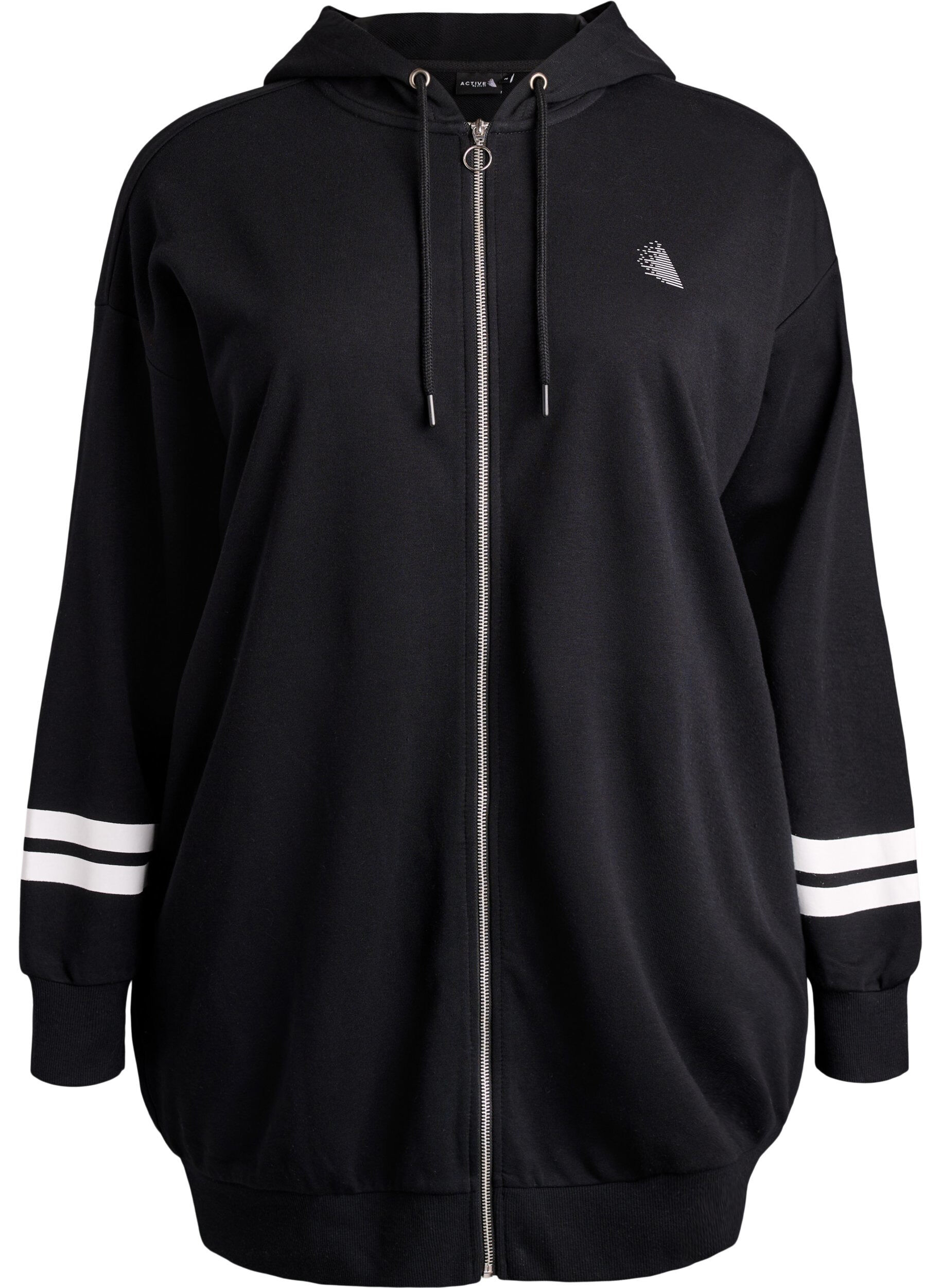 L&aring;ng sweatkofta med tryckta detaljer