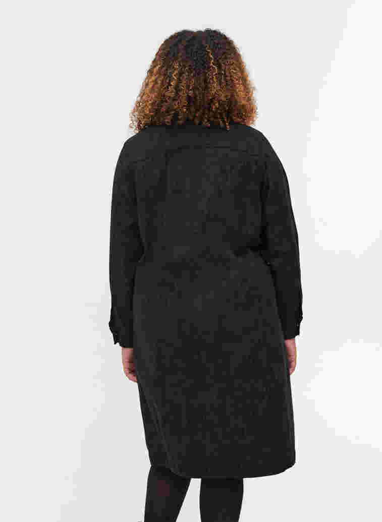 Mönstrad klänning med krage och knappar, Black, Model image number 1