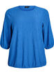 Blus med struktur och 3/4-&auml;rmar, Bl&aring;, Packshot image number 0