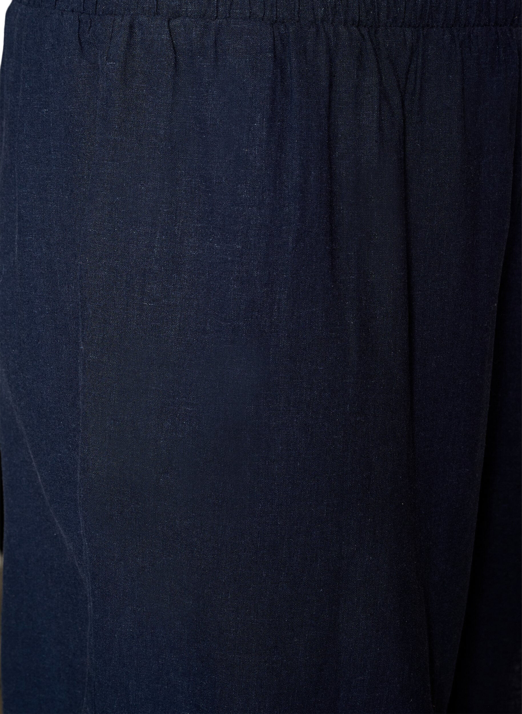 Zizzi Shorts i linne och viskos med h&ouml;g midja, Bl&aring;, Packshot image number 3