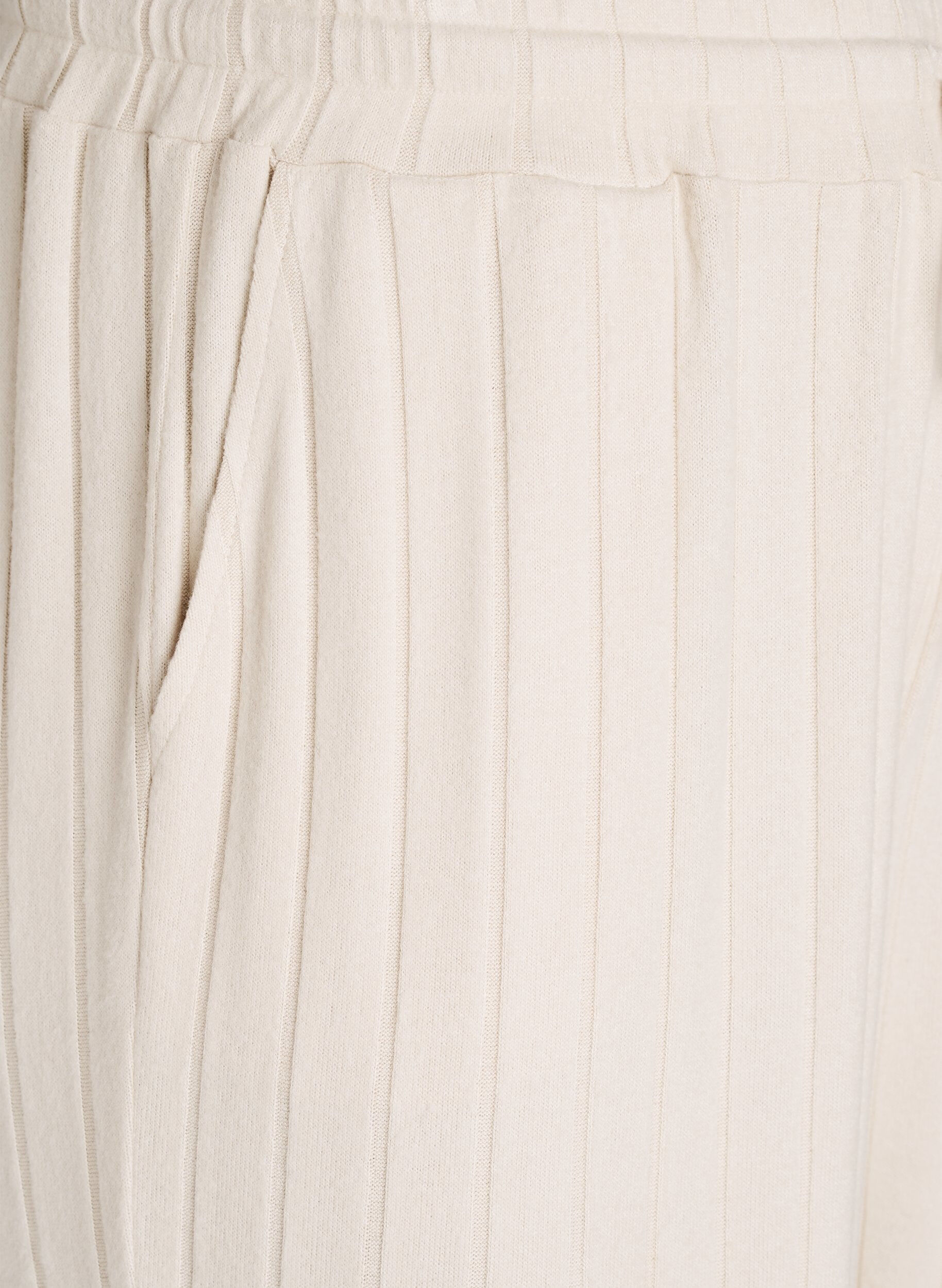 Zizzi Loungebyxor i ribbad jersey med h&ouml;g midja, Beige, Packshot image number 2