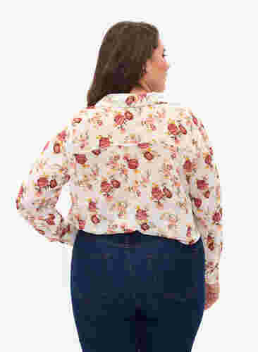 FLASH - Långärmad skjorta med blommönster, Off White Flower, Model image number 1