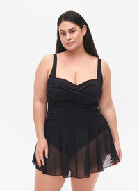 Badklänning med kjol och innershorts, Black, Model