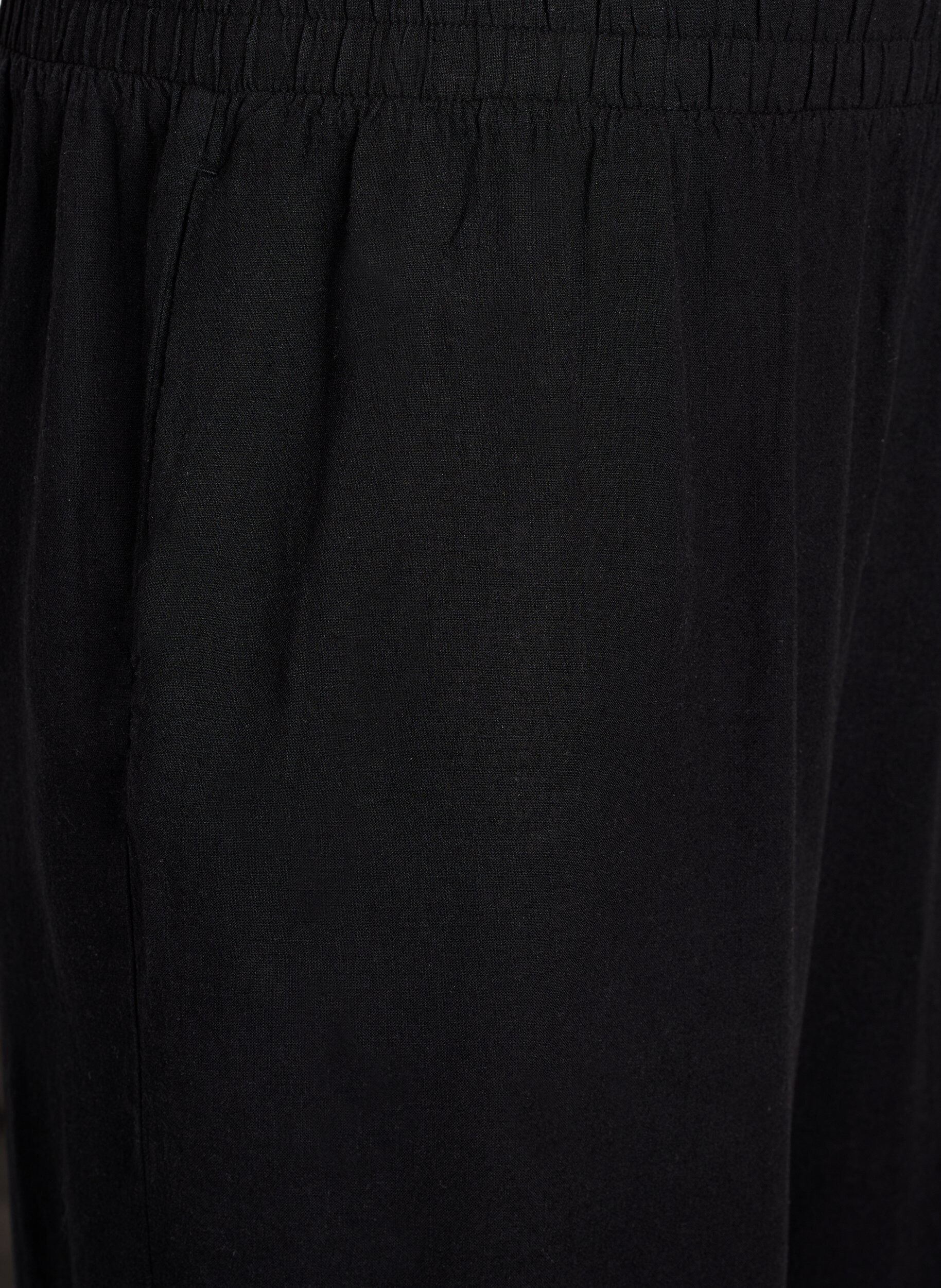 Zizzi L&ouml;sa byxor i linne och viskos, Svart, Packshot image number 2