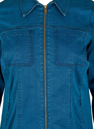 Jeansklänning med dragkedja och krage, Dark blue denim, Packshot image number 2