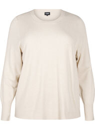 FLASH - Stickad blus med rund hals, Beige