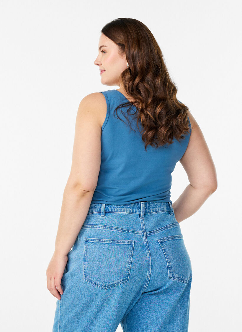 Solid f&auml;rg bas topp i bomull, Bl&aring;, Model image number 2