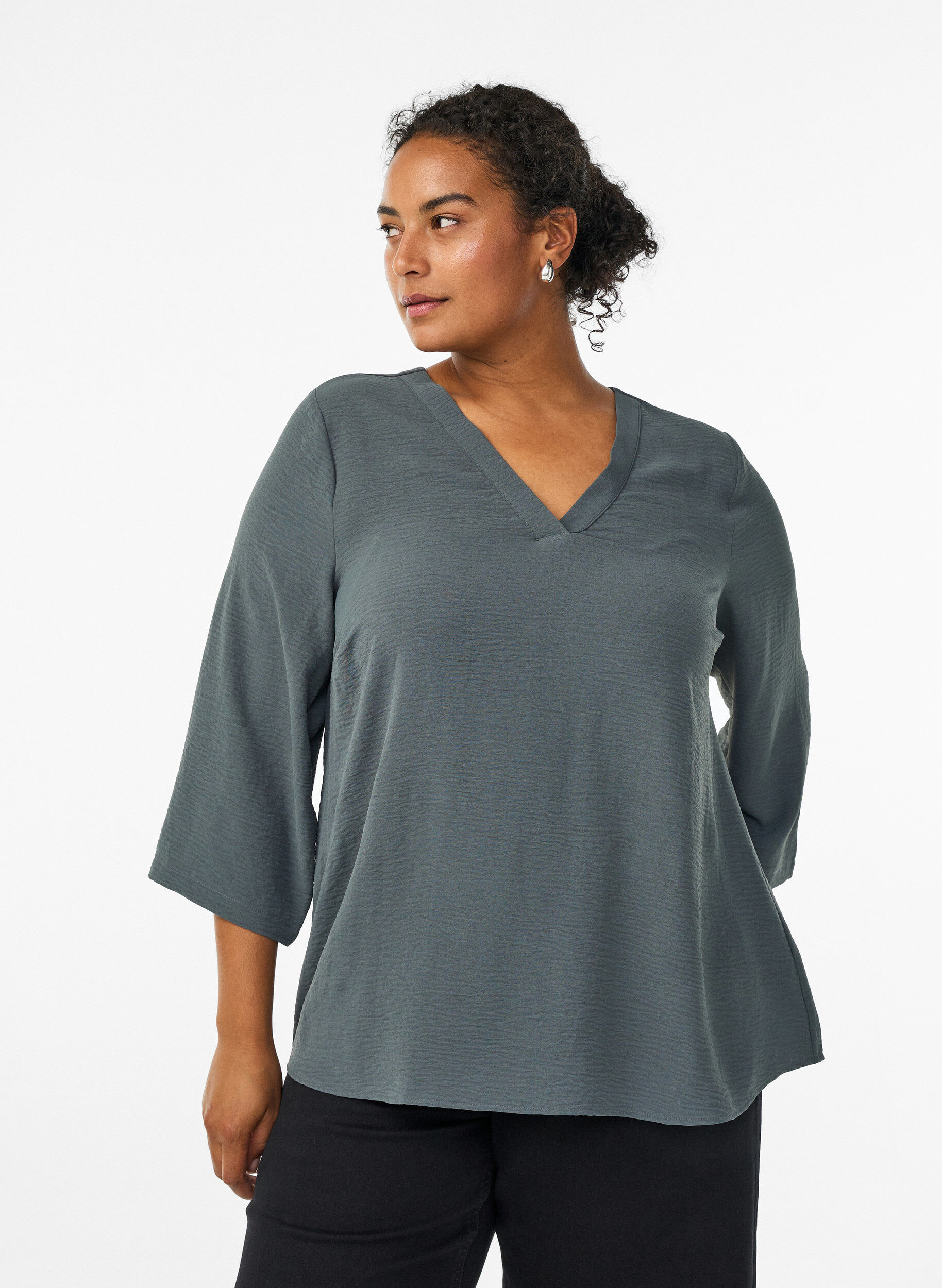 Blus med 3/4-&auml;rm, Gr&ouml;n, Model