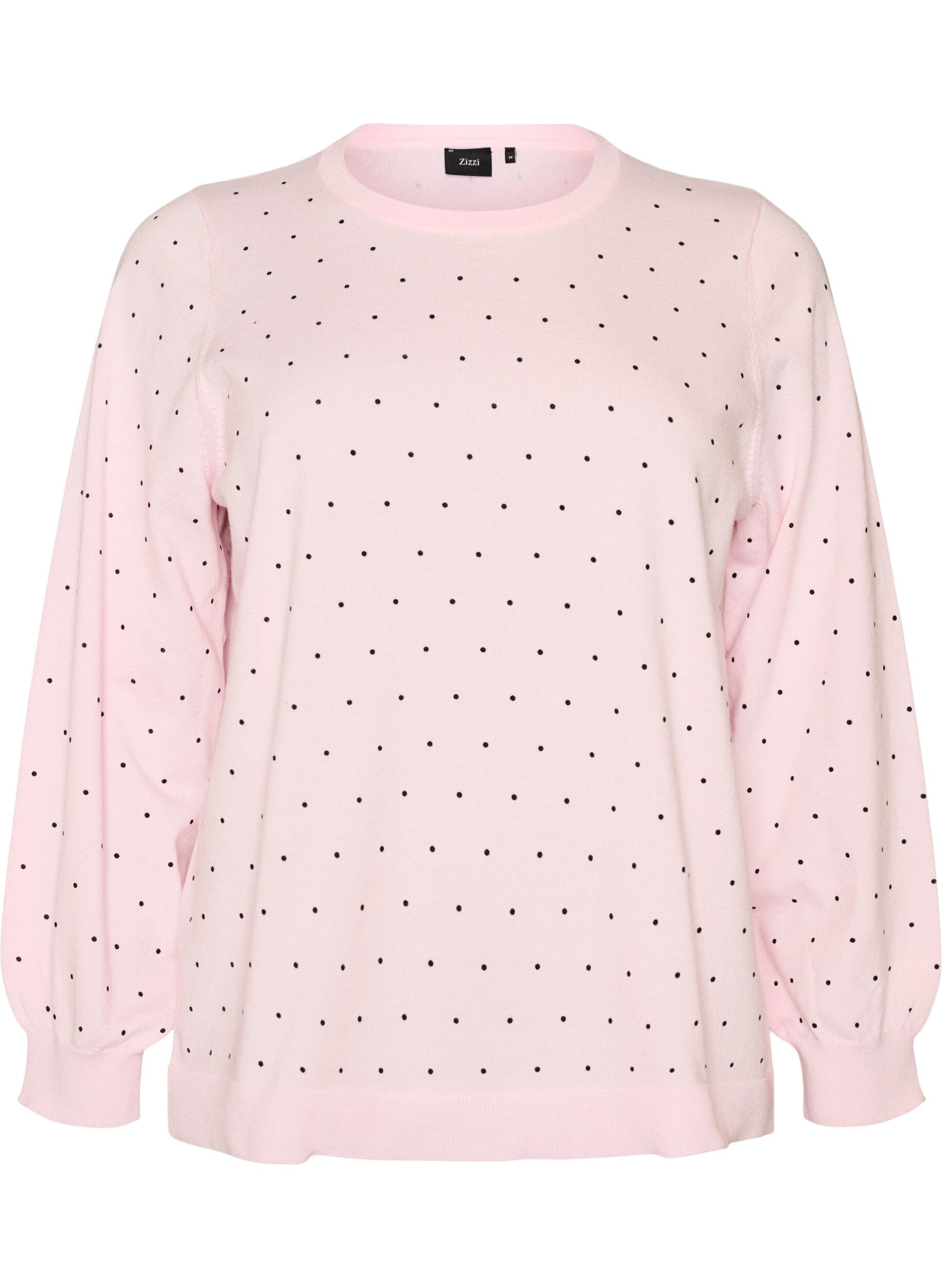 ZizziStickad blus med sm&aring; prickar, Rosa, Packshot image number 0