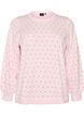 Stickad blus med sm&aring; prickar, Rosa, Packshot image number 0
