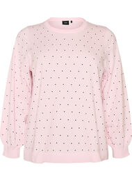Stickad blus med sm&aring; prickar, Rosa
