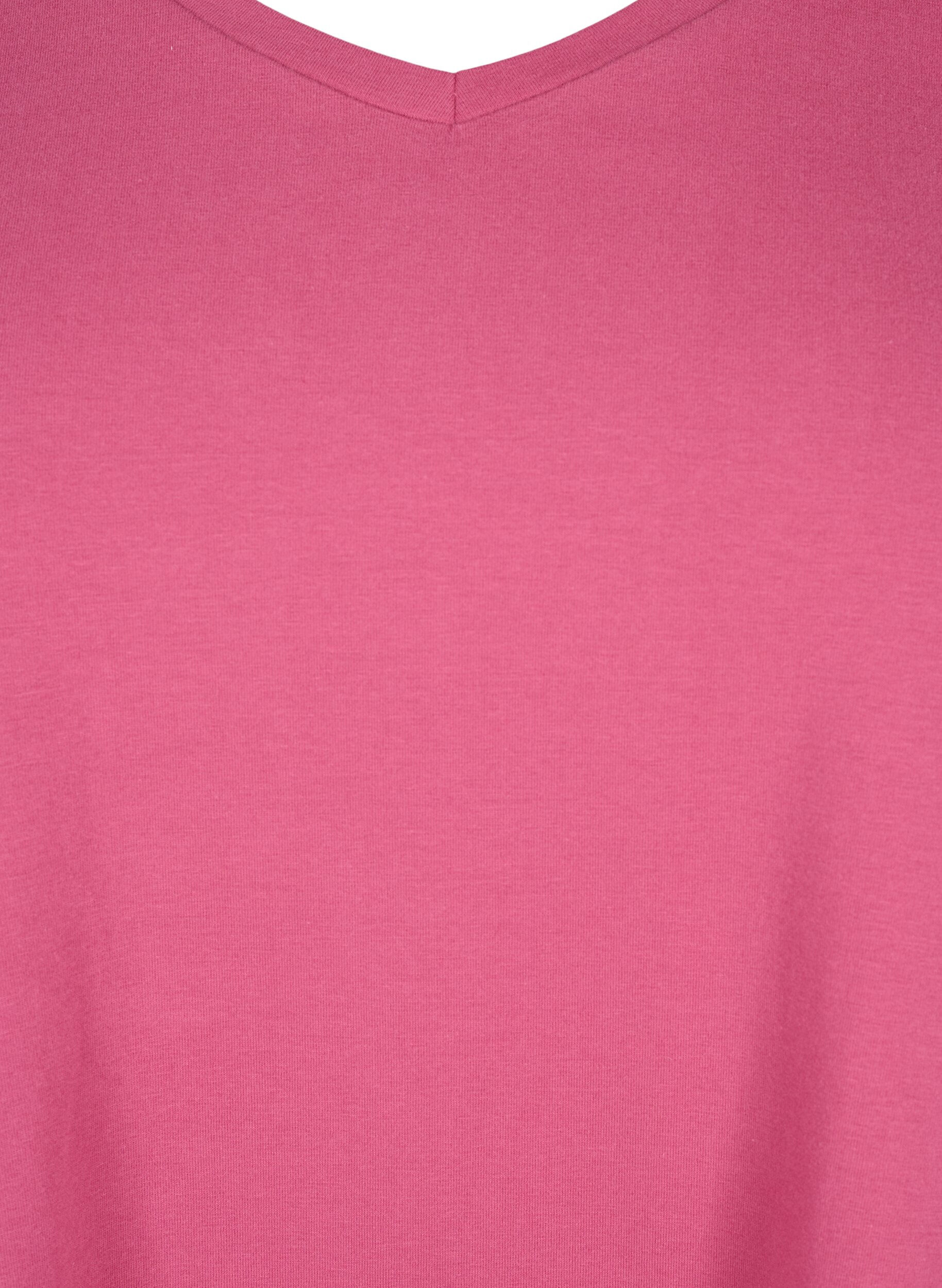 ZizziEnf&auml;rgad bas-t-shirt i bomull, R&ouml;d, Packshot image number 2