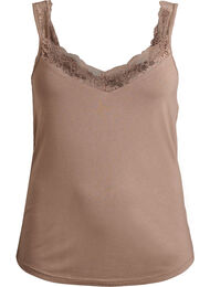 Topp i viskos med spetskant, Beige