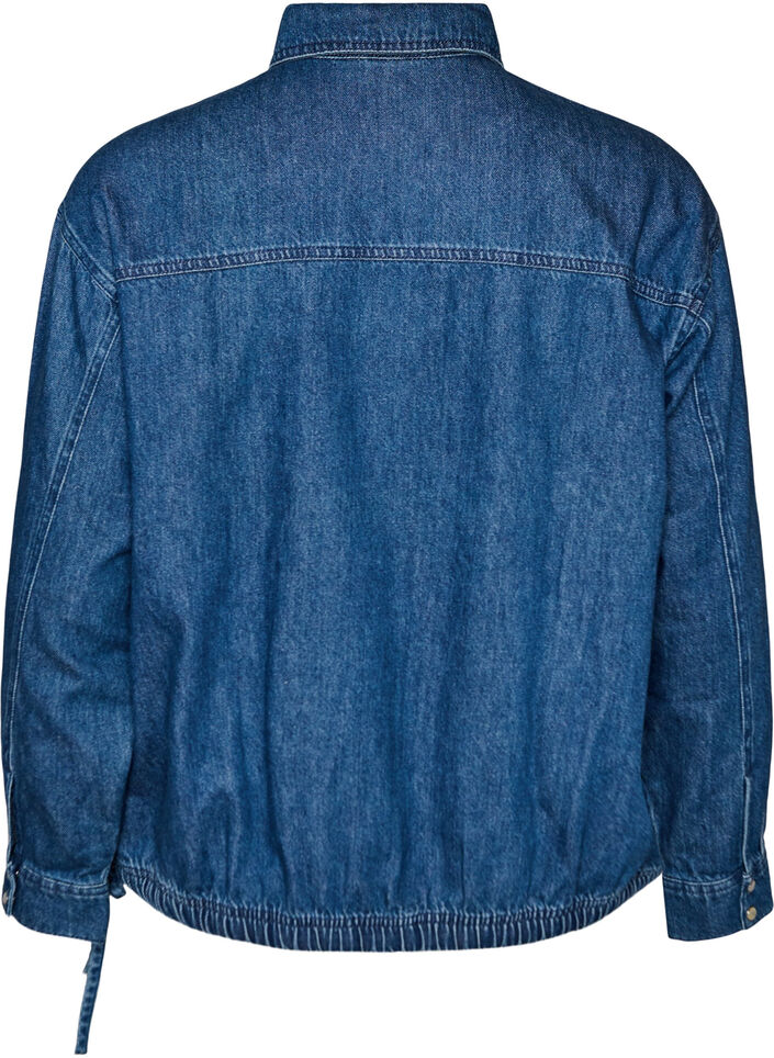 Blus i denim med ballongpassform, Bl&aring;, Packshot