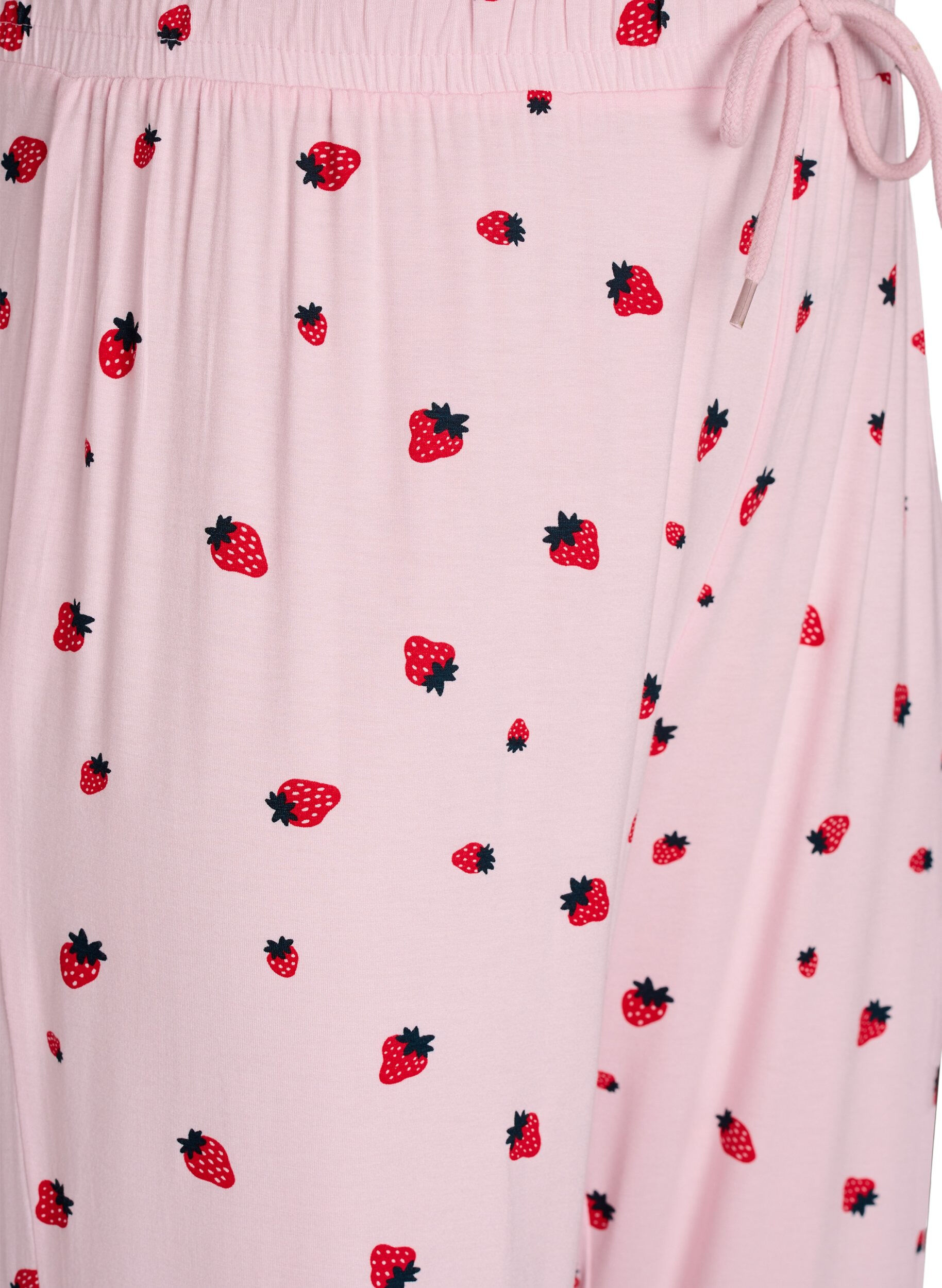 ZizziPyjamasbyxor i mjuk jersey med h&ouml;g midja och fruktm&ouml;nster, Rosa, Packshot image number 2