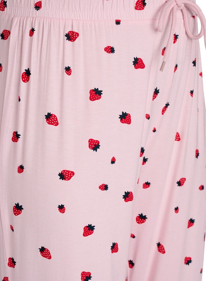 Pyjamasbyxor i mjuk jersey med h&ouml;g midja och fruktm&ouml;nster, Rosa, Packshot image number 2