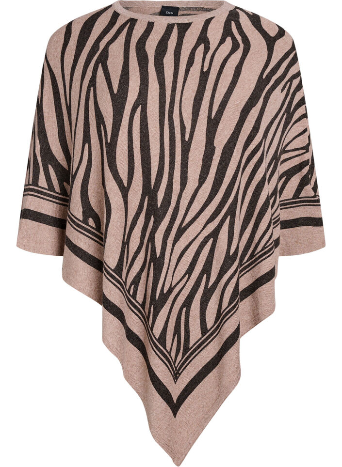 Fin stickad poncho, Svart, Packshot image number 0