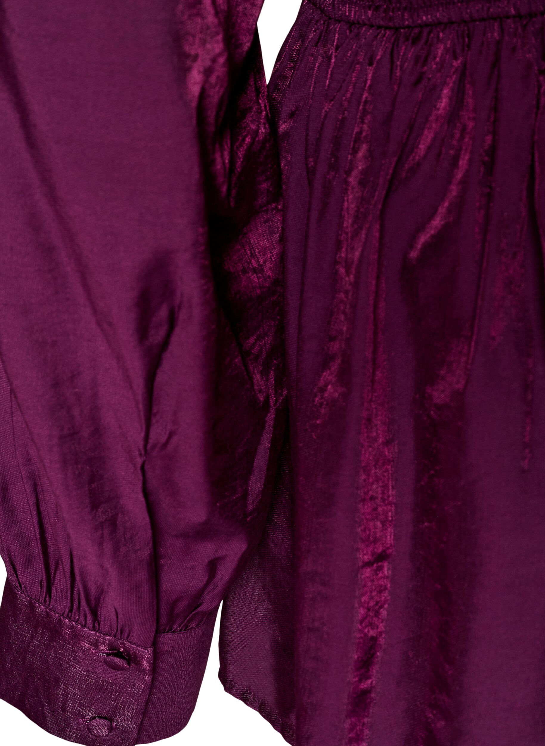 ZizziGlansig blus i viskos med peplumeffekt, Lila, Packshot image number 3