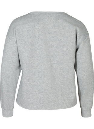 Croppad sweatshirt med rund hals, Light Grey Melange, Packshot image number 1