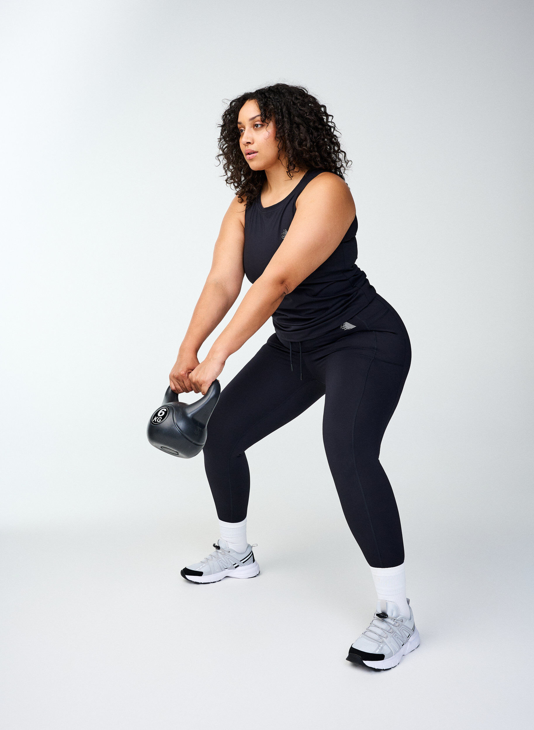 Zizzi 7/8 tr&auml;ningstights med fickor, Svart, Image image number 1