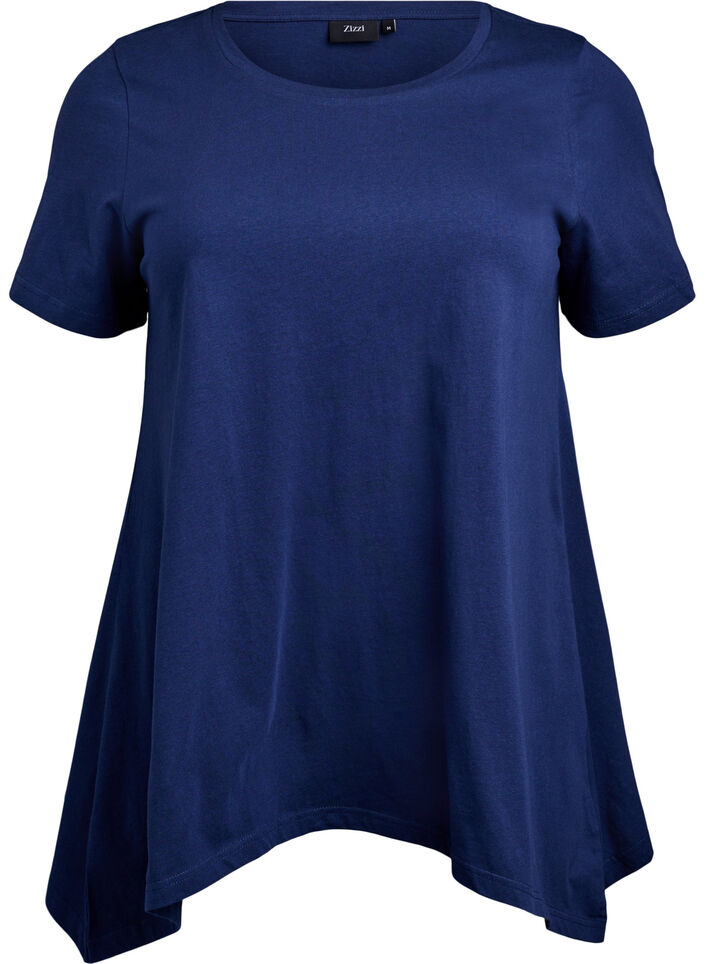 T-shirt med rund hals och A-linjeform, Bl&aring;, Packshot image number 0