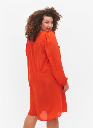Långärmad klänning med volanger, Orange.com, Model image number 1