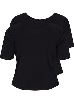 2-pack t-shirtar i bomull med 2/4 ärmar, Black, Packshot image number 1