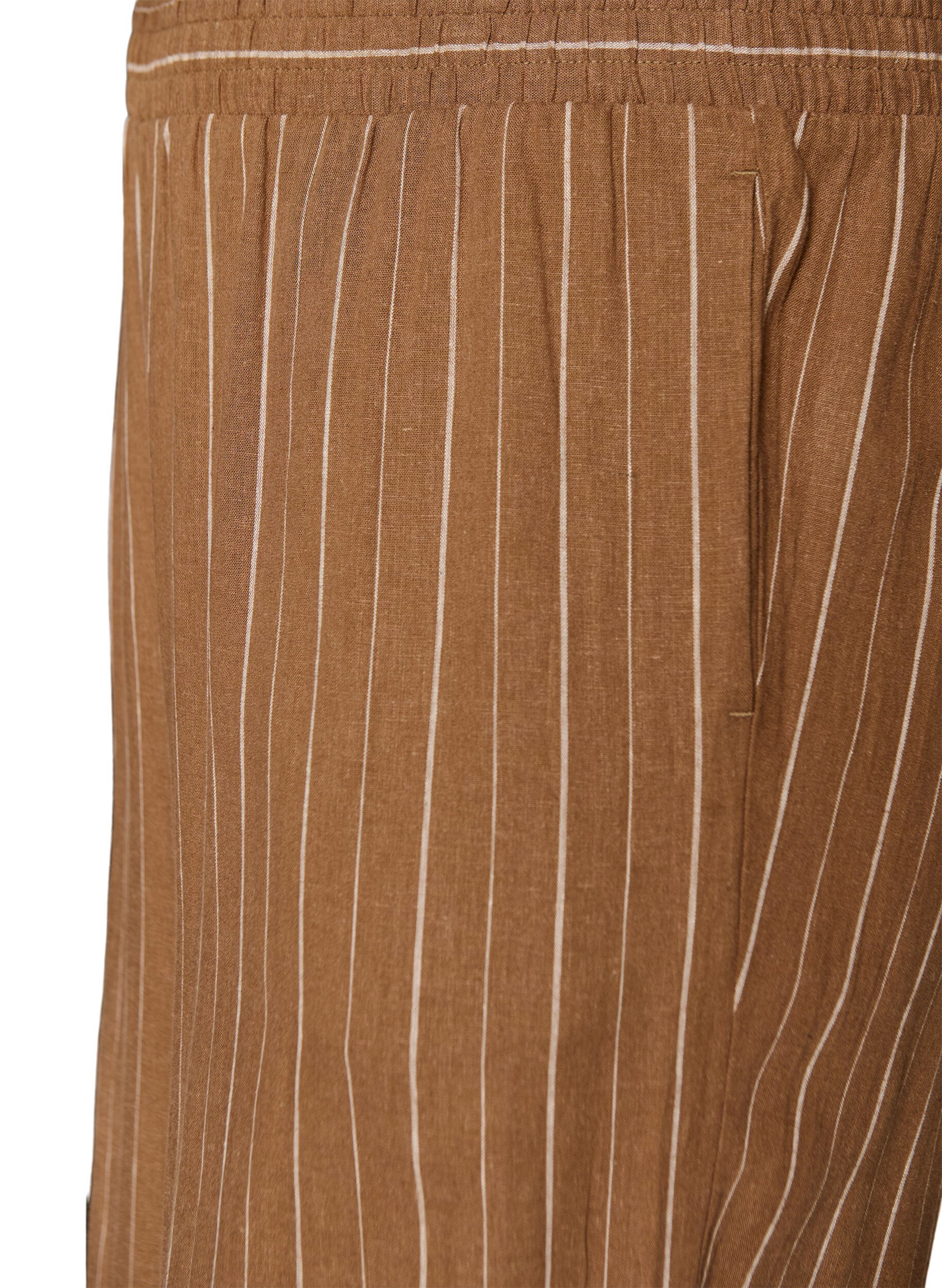 ZizziByxor med vida ben i linne och viskos, Brun, Packshot image number 2