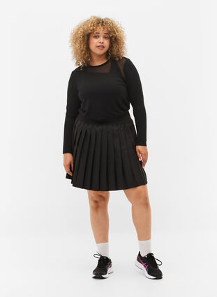 Plisserad kjol för tennis/padel, Black, Model image number 0