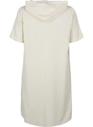 Huvklänning i bomullsblandning med linne, Sandshell, Packshot image number 1