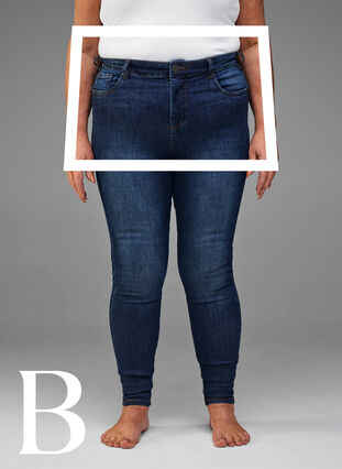 Mycket åtsittande jeans med hög midja, Dark Blue, Model image number 1